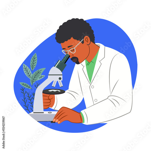 A flat illustration of a biologist 
