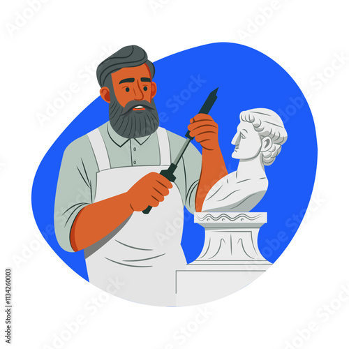 Professional sculptor illustration in a flat style 

