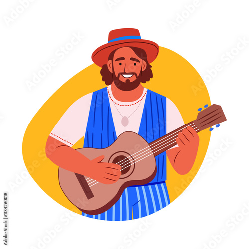 A flat illustration of a street performer 
