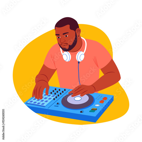 Disk jockey illustration in a flat style 


