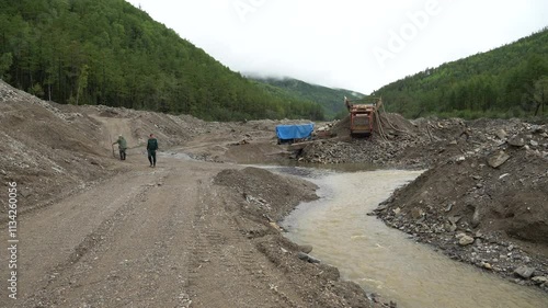 August 24, 2020 - Amur Region, Russia - Environmental disaster. An environmental prosecutor looks at violations in gold mining.