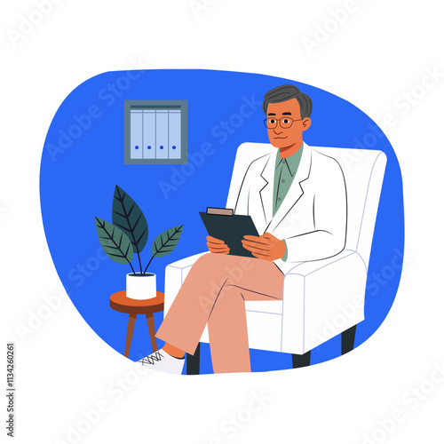 Psychiatrist illustration in flat style 

