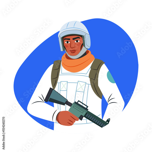 Peacekeeper illustration in a flat style 
