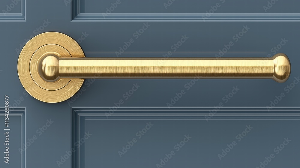 Obraz premium Elegant Gold Door Handle on Blue Wooden Door Background