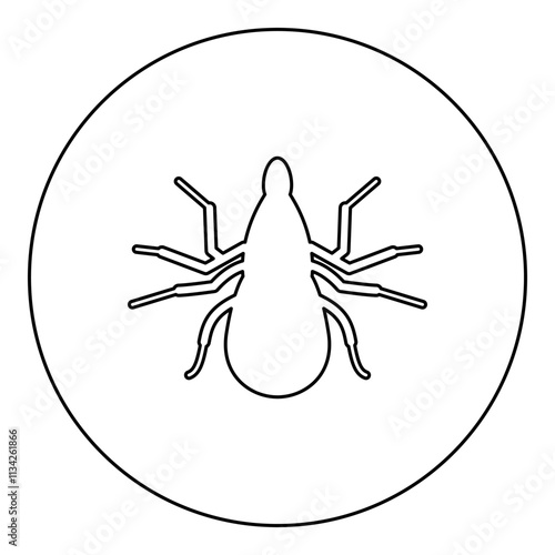 Tick mite icon in circle round black color vector illustration image outline contour line thin style