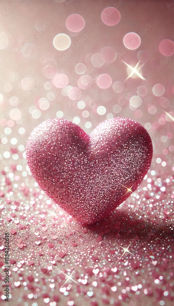 Glittering pink heart on a soft and shiny bokeh background. Sparkling pink heart banner Glittering pink heart on a soft and shiny bokeh background. Sparkling pink heart banner