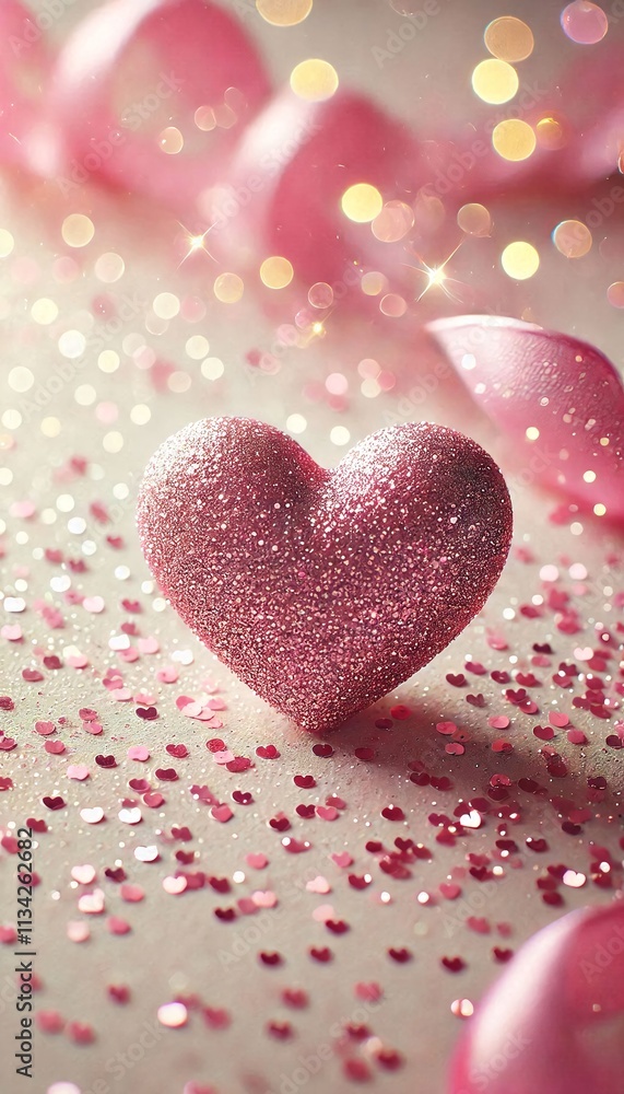 Glittering pink heart on a soft and shiny bokeh background. Sparkling pink heart banner Glittering pink heart on a soft and shiny bokeh background. Sparkling pink heart banner