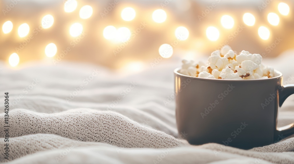Cozy Night In Popcorn Blanket and Fairy Lights Cozy Night In Popcorn Blanket and Fairy Lights