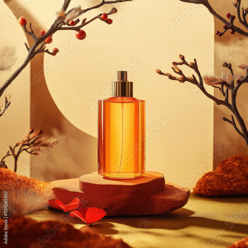 Perfume in a summer concept background setting. 