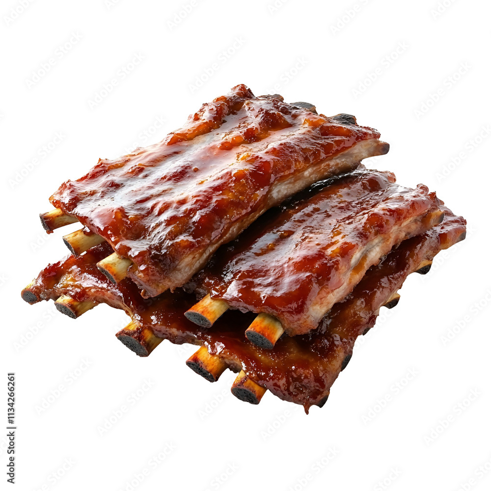 Delicious BBQ Pork Ribs Glazed with Sauce Delicious BBQ Pork Ribs Glazed with Sauce
