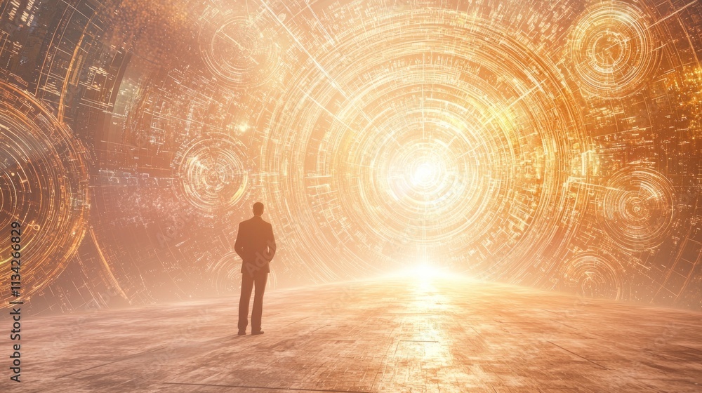 Fototapeta premium Chrono Lore: The Scientist's Quest Through Parallel Timelines