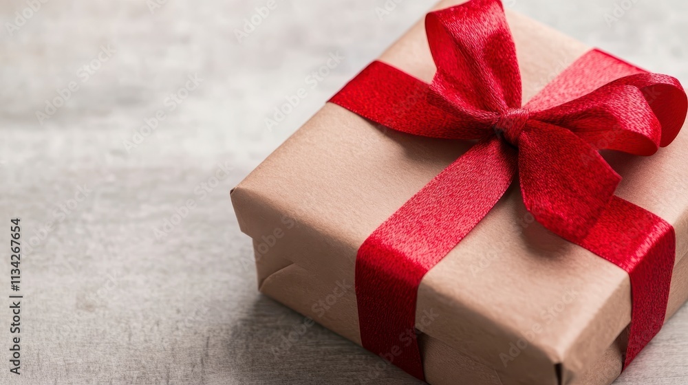 Gift Box with Red Ribbon Present Birthday Holiday Gift Box with Red Ribbon Present Birthday Holiday