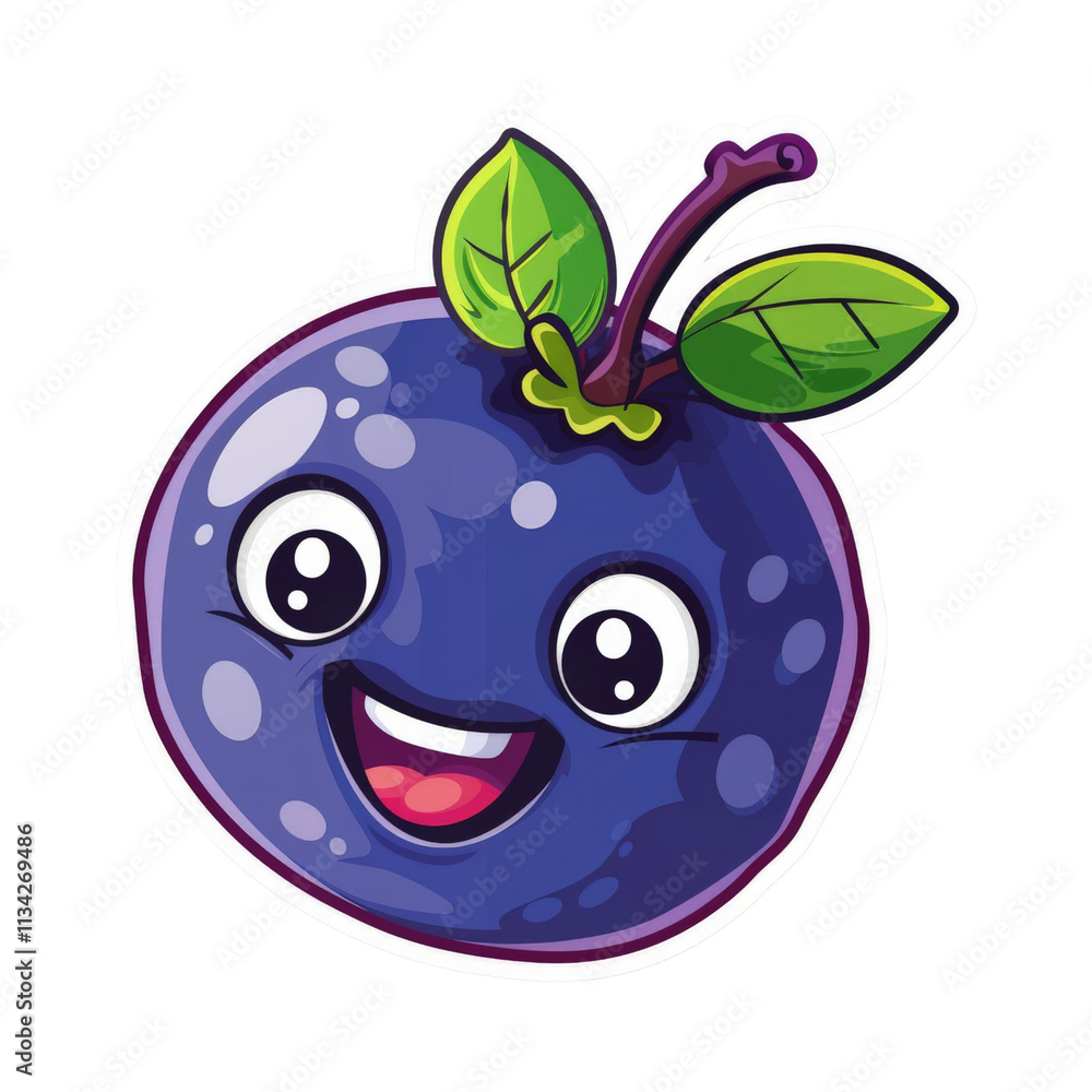 Obraz premium Cute Blueberry Cartoon Character.