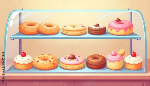 3d vector illustration of various bakery items on a plain and simple background