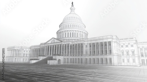 United States Capitol Building in Wireframe Visualization photo