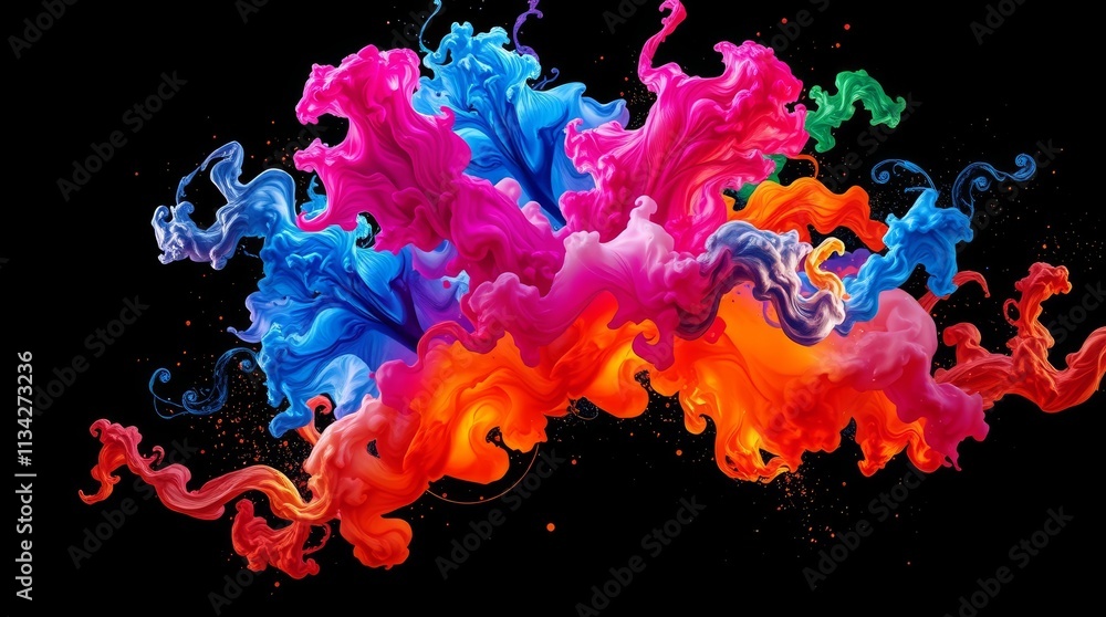 Vibrant Colorful Swirling Paint Explodes In Motion Vibrant Colorful Swirling Paint Explodes In Motion