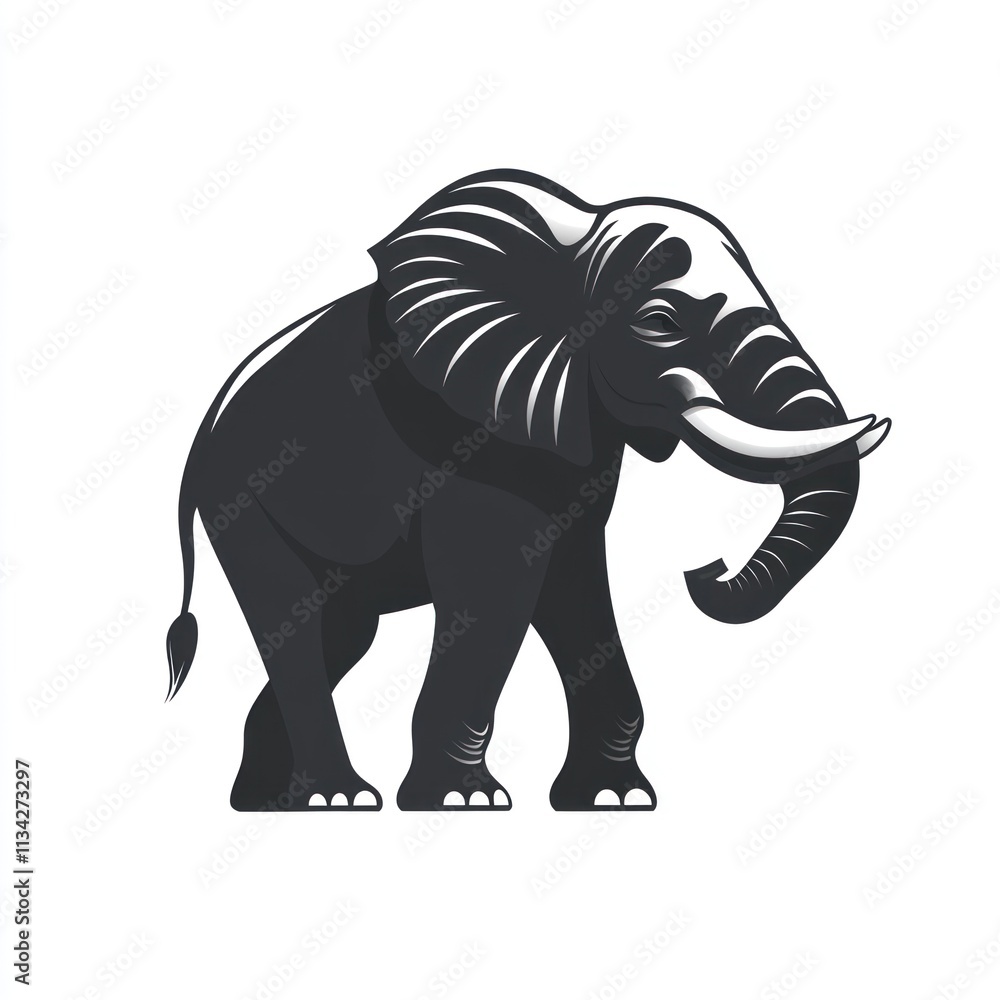 Monochrome illustration of an African elephant. Monochrome illustration of an African elephant.