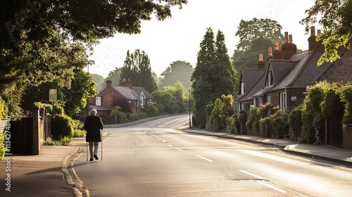 Wallpaper Mural Elderly person walking with cane, symbolizing resilience and determination in the face of aging. Embracing life's journey with grace and perseverance. Torontodigital.ca