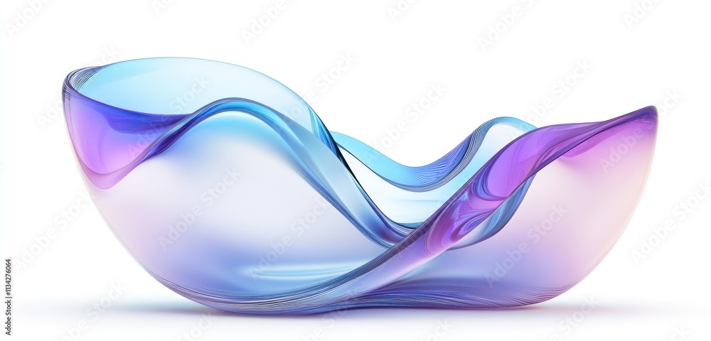 Abstract wave-like gradient blue and violet glass vase on white background. Abstract wave-like gradient blue and violet glass vase on white background.
