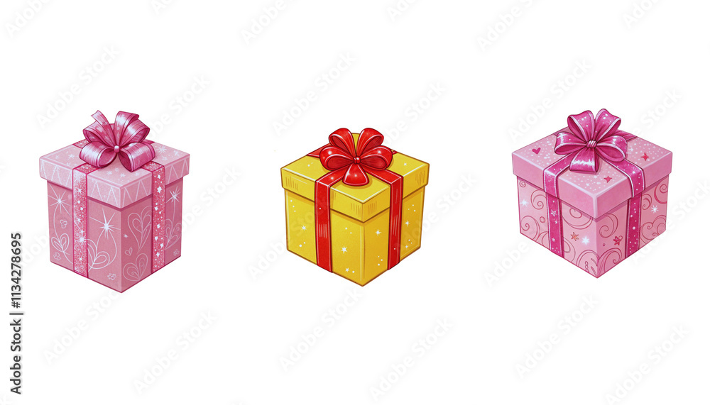 Obraz premium Festive gift boxes Illustration.