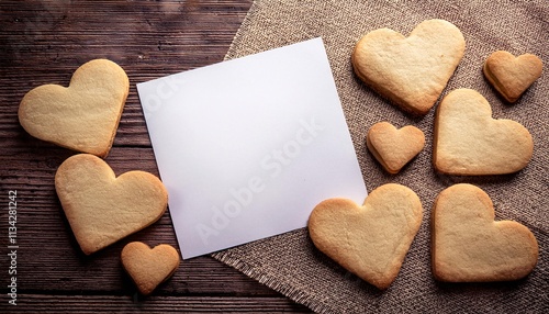 Wallpaper Mural Rustic Heart Cookies with Blank Paper Torontodigital.ca