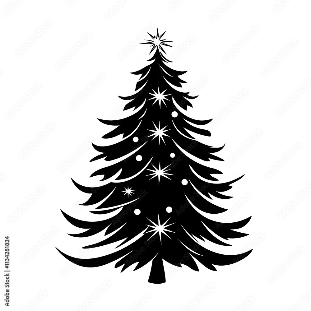 Decorated christmas tree winter illustration Decorated christmas tree winter illustration