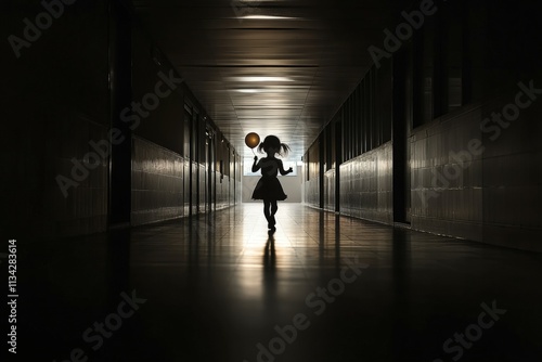 Wallpaper Mural Une silhouette d'homme de dos qui marche sur une route seul avec des nuages sombre - generative AI. Beautiful simple AI generated image Torontodigital.ca