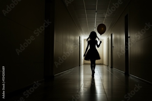 Wallpaper Mural Une silhouette d'homme de dos qui marche sur une route seul avec des nuages sombre - generative AI. Beautiful simple AI generated image Torontodigital.ca