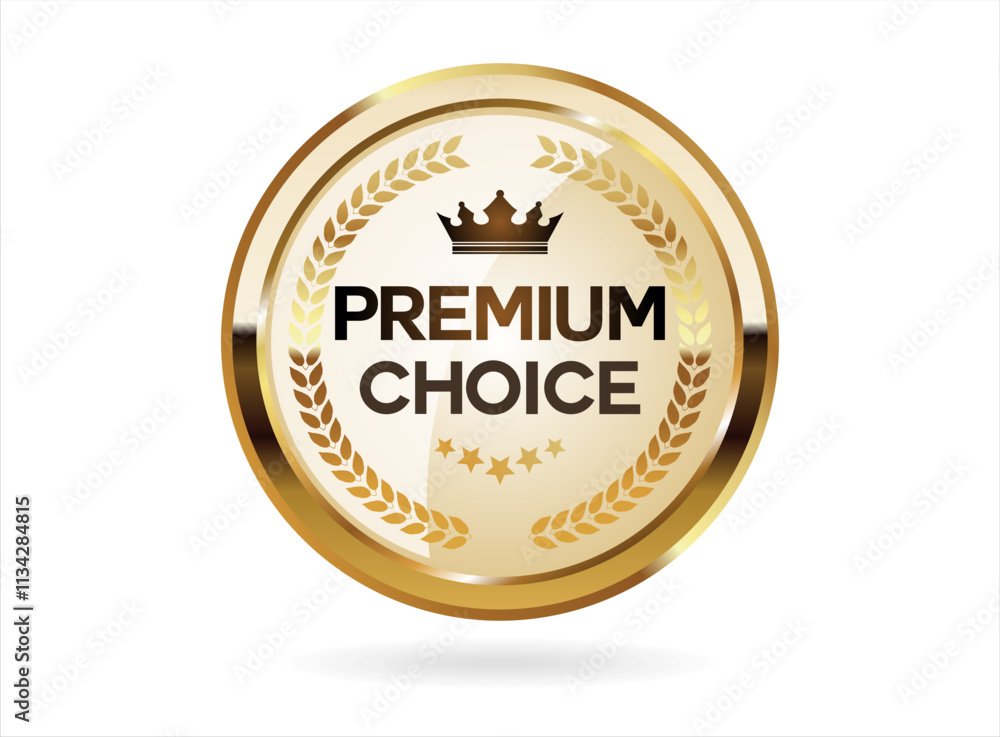 Premium quality satisfaction guaranteed golden badge on white background Premium quality satisfaction guaranteed golden badge on white background