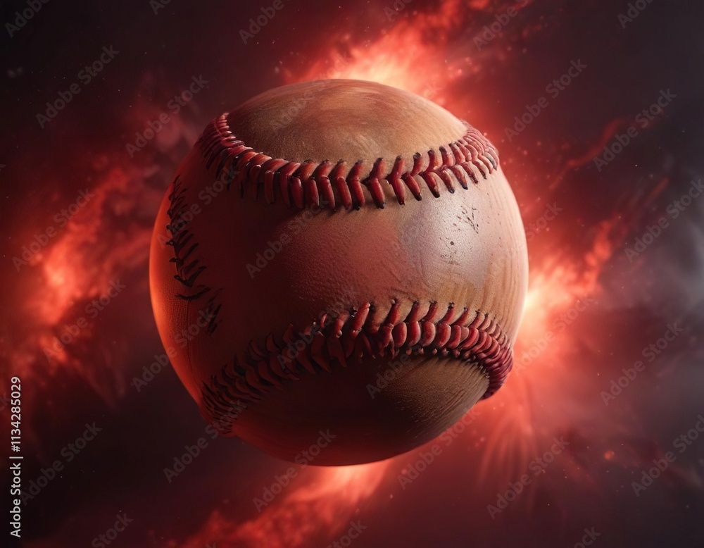 A baseball with a mesmerizing red aura surrounding it, vibrant glow, luminescent object, red aura A baseball with a mesmerizing red aura surrounding it, vibrant glow, luminescent object, red aura