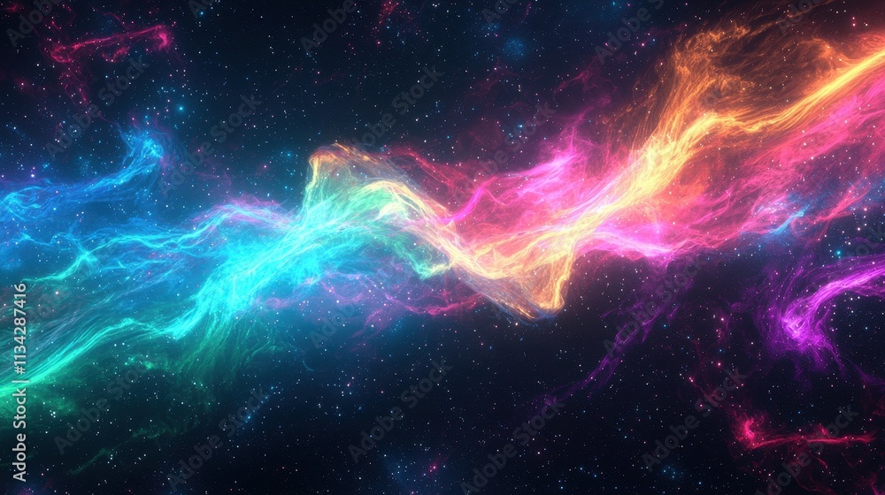 A futuristic pattern of flowing lines in neon blue, magenta, and green, resembling a vibrant aurora borealis. The seamless curves and glowing effects evoke motion and energy against a dark, A futuristic pattern of flowing lines in neon blue, magenta, and green, resembling a vibrant aurora borealis. The seamless curves and glowing effects evoke motion and energy against a dark,