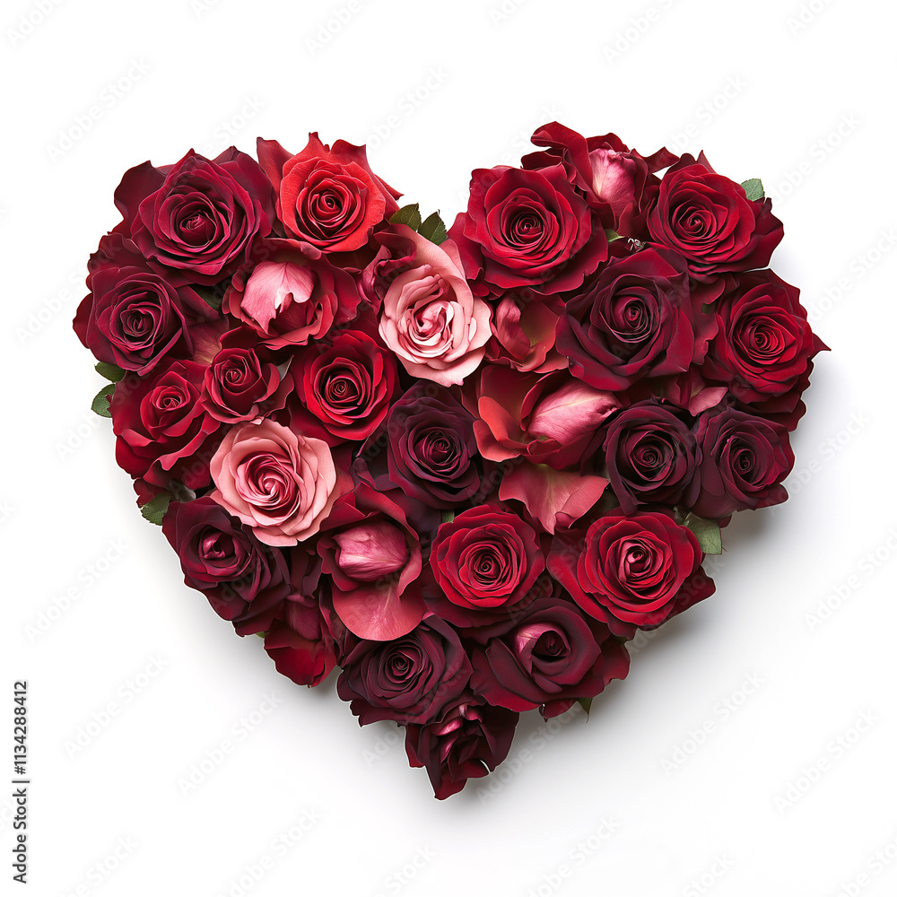 heart of red rose on white background heart of red rose on white background