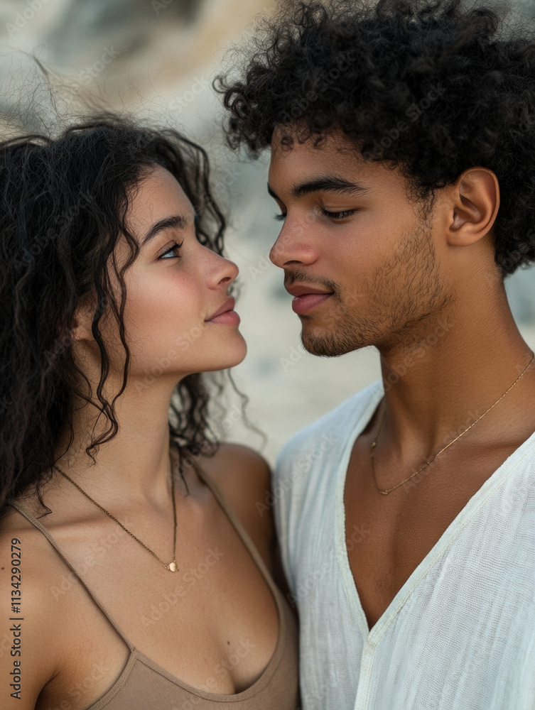 Young multiethnic couple discussion their relationship in the beach Young multiethnic couple discussion their relationship in the beach