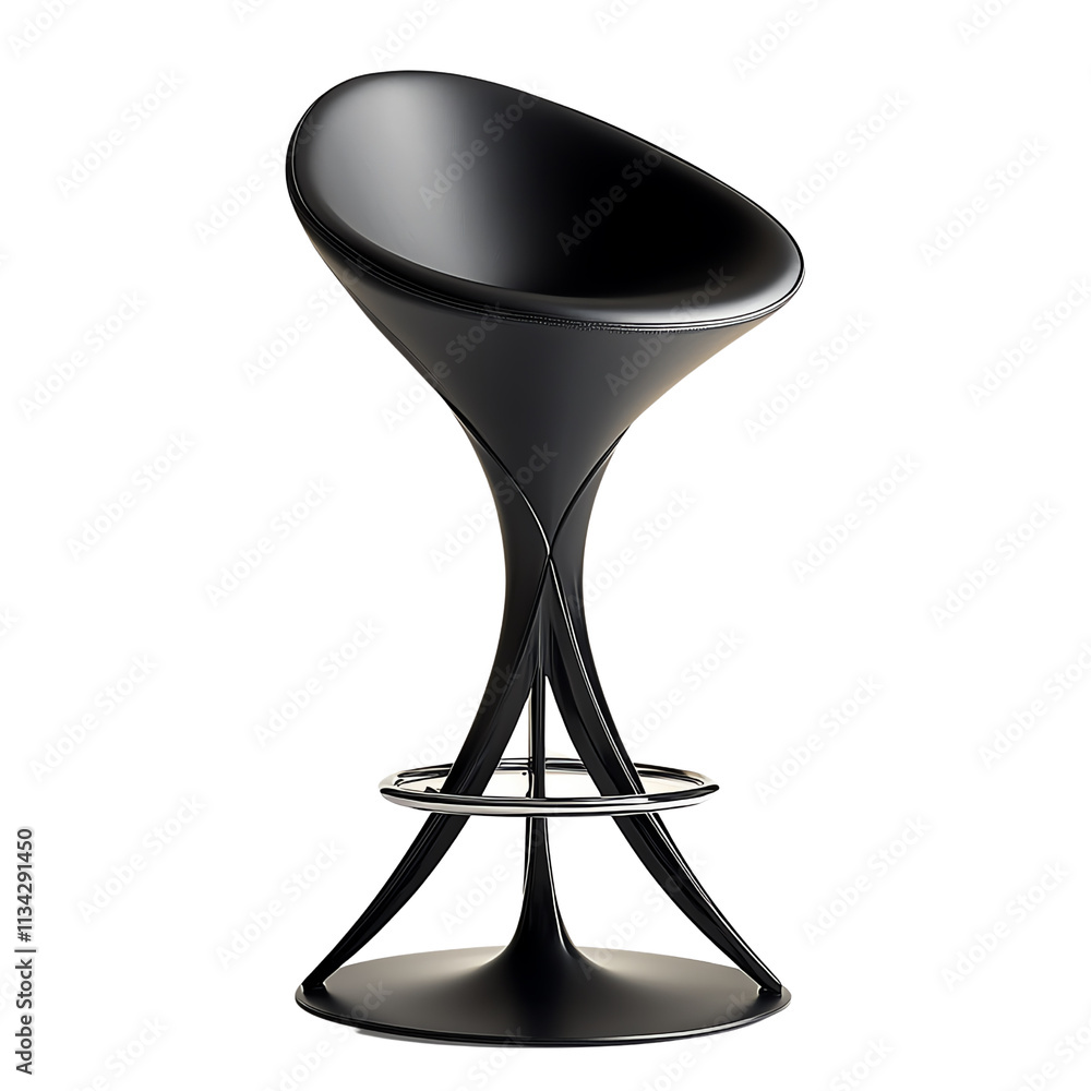 A sleek, modern chair featuring a cone-shaped seat supported by an elegant, intertwined base, showcasing a minimalist design.,transparent background A sleek, modern chair featuring a cone-shaped seat supported by an elegant, intertwined base, showcasing a minimalist design.,transparent background
