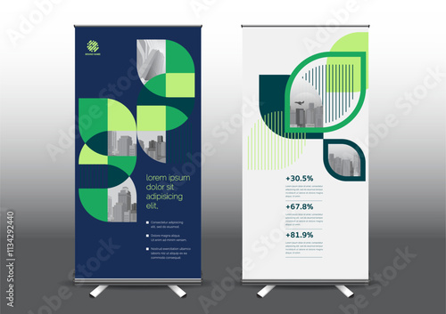 RollUp template vector illustration, Designed for style applied to the expo. Publicity banners, business model vertical.	