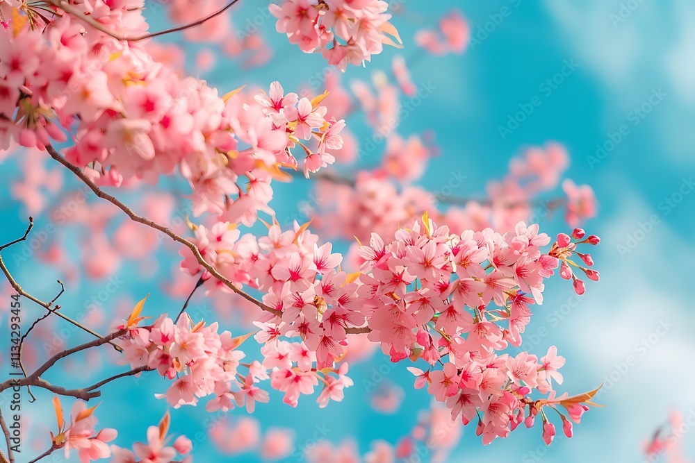 Cherry blossom sakura flower with blue sky background Cherry blossom sakura flower with blue sky background