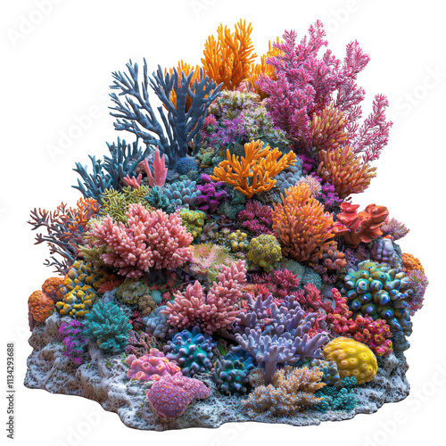 Colorful deep ocean coral reef clip art on isolated on transparent background photo