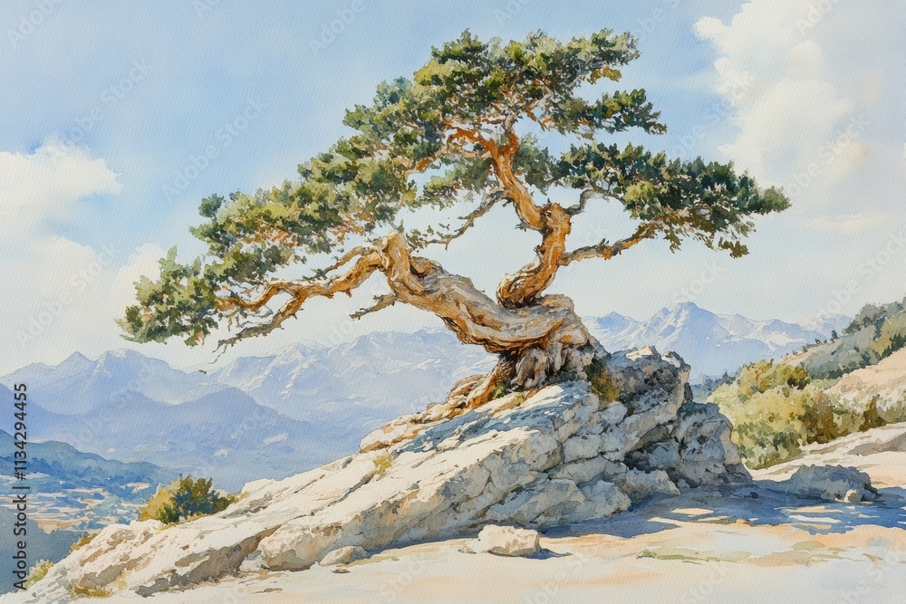 Majestic Juniper Tree on Mountain Rock Majestic Juniper Tree on Mountain Rock
