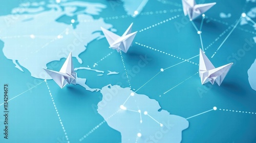 A Network of Paper Planes Connecting Global Business.