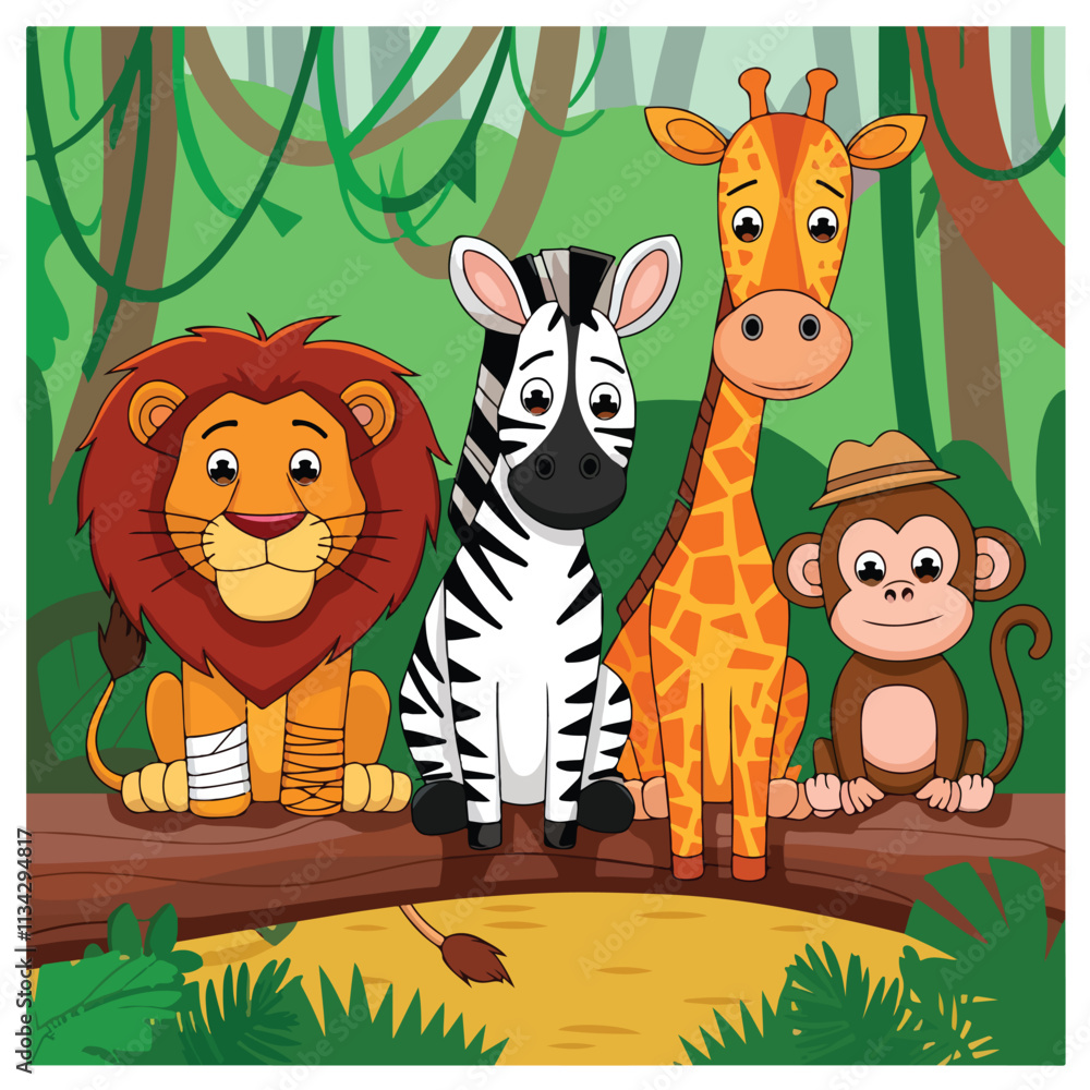 Naklejka premium animals in the jungle