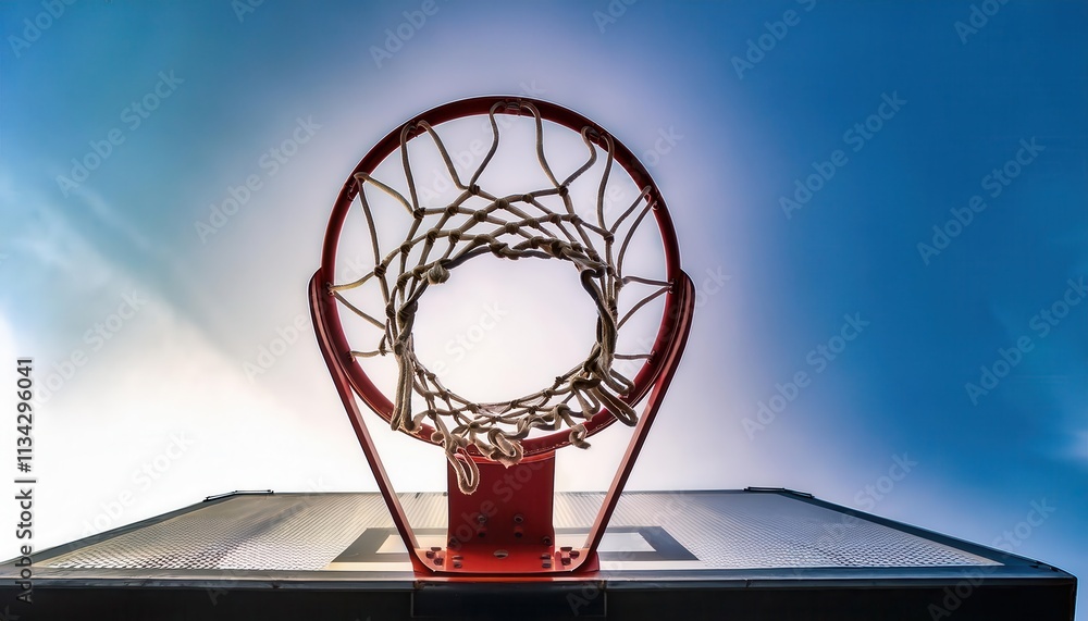 Close-Up of Basketball Hoop and Net from Below Against Bright Sky. Perfect NBA Shot Perspective for Sports Concept, Basketball Themes, Slam Dunk Moments, Outdoor Courts, and Inspirational Sports Close-Up of Basketball Hoop and Net from Below Against Bright Sky. Perfect NBA Shot Perspective for Sports Concept, Basketball Themes, Slam Dunk Moments, Outdoor Courts, and Inspirational Sports