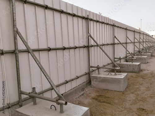 Fencing or hoarding with precast counterweight around the park aluminum sheet with pipes 