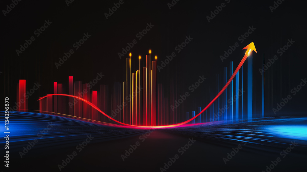 Fototapeta premium Abstract black background with Colorful charts and graphs with statistics to innovative analyze business potential and forecast future development of companies growth.