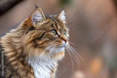 Wallpaper Mural Majestic Siberian Cat With Fluffy Fur and Bright Green Eyes In Natural Outdoor Setting Torontodigital.ca
