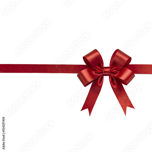 red bow ribbon for present or gift isolated on white, transparent background png