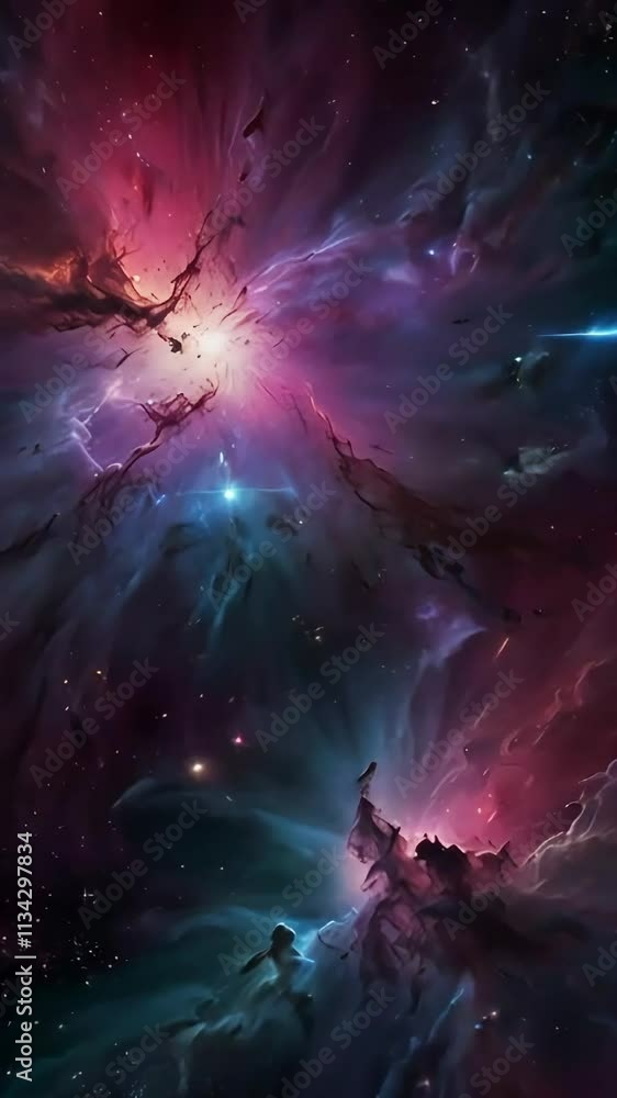 Tranquil Section of a Celestial Nebula with Gentle Particle Movements Tranquil Section of a Celestial Nebula with Gentle Particle Movements