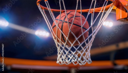 Wallpaper Mural Close-Up of Basketball Swishing Through Net at NBA Hoop. Perfect Shot Captured Mid Flight, Highlighting Victory, Precision, and Intensity of Professional Basketball Moments in High Stakes Games Torontodigital.ca