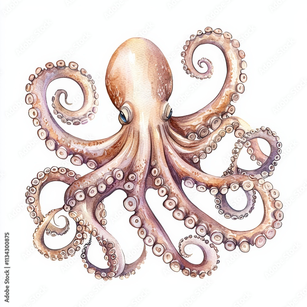 Obraz premium A detailed illustration of an octopus showcasing its numerous tentacles and distinctive shape, highlighting the creature's unique features and textures.