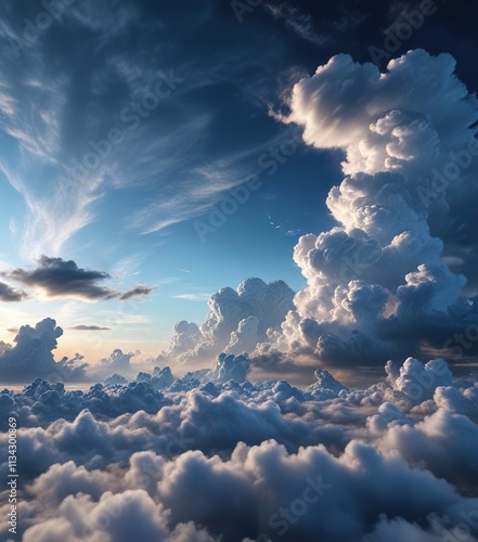 A narrow sliver of blue sky peeking through the densest cloud formations, visibility, gaps photo