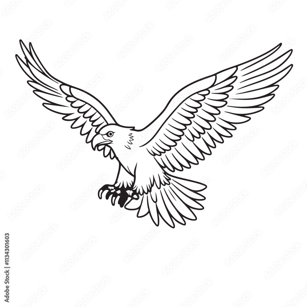 Fototapeta premium Eagle line art vector on white background